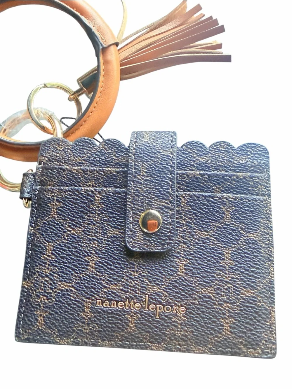Nanette Lepore Alli Logo Card Holder Wallet Wristlet Bangle Brown NWT